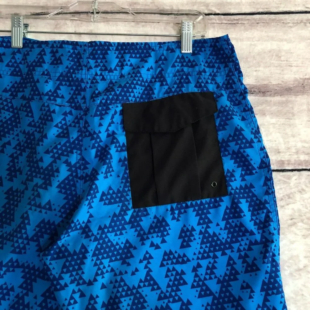 Vtg Nike Athletic Dept Board Shorts Mens M Blue Orange Drawstring Swim Trunks
